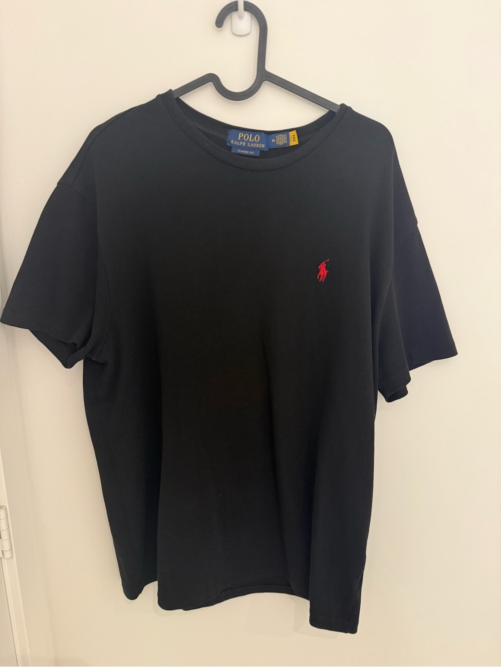 Polo by Ralph Lauren Men's Black Crewneck T‑Shirt with Red Pony Medium